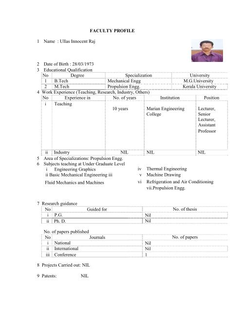 Mandatory Disclosure - Marian Engineering College