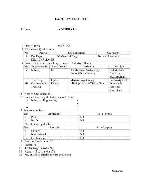 Mandatory Disclosure - Marian Engineering College