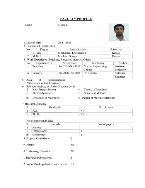 Mandatory Disclosure - Marian Engineering College