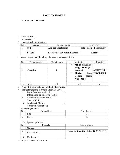 Mandatory Disclosure - Marian Engineering College