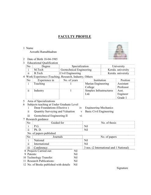 Mandatory Disclosure - Marian Engineering College