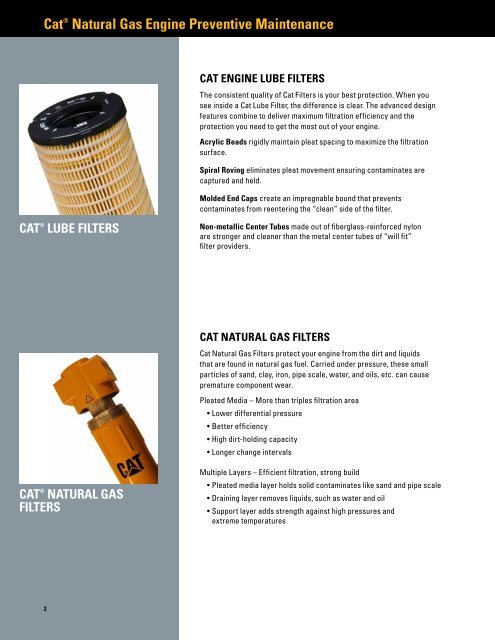 Preventive Maintenance Products for CatÂ® Natural Gas Engines