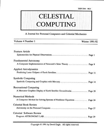 CELESTIAL COMPUTING - Orbital and Celestial Mechanics Website