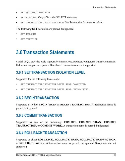 Caché Transact-SQL (TSQL) Migration Guide - InterSystems ...