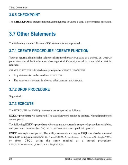 Caché Transact-SQL (TSQL) Migration Guide - InterSystems ...