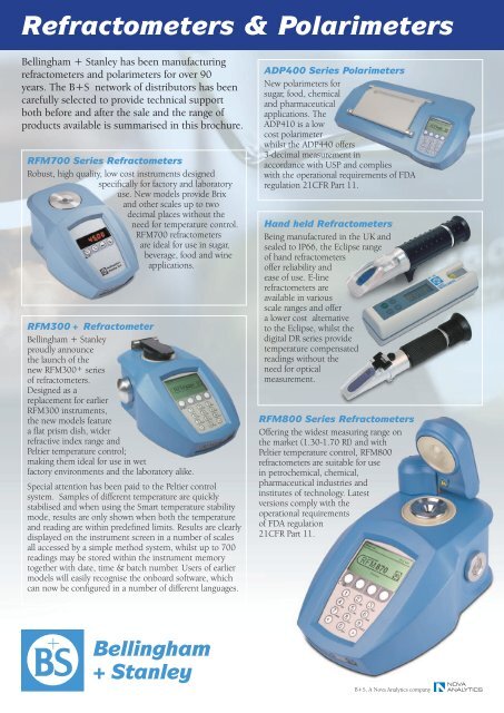 Refractometers & Polarimeters - Bellingham and Stanley
