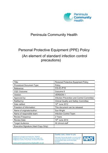 Personal Protective Equipment (PPE) Policy