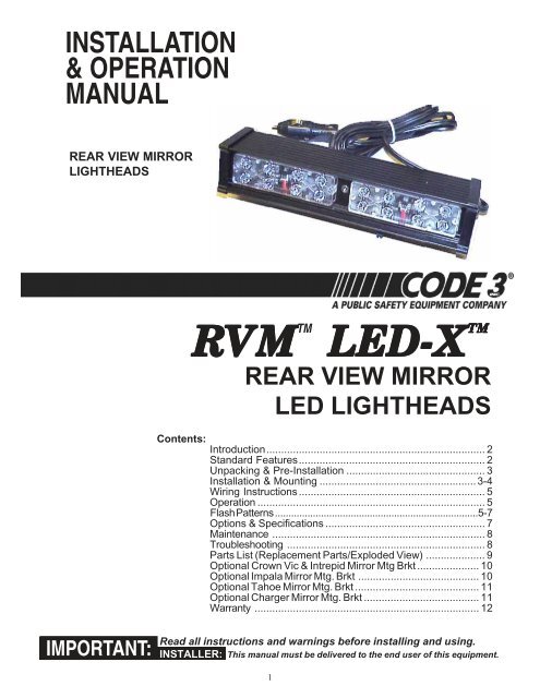 Led Safety Guide LED X Deck Lights Installation Guide - Code 3 Public Safety ...