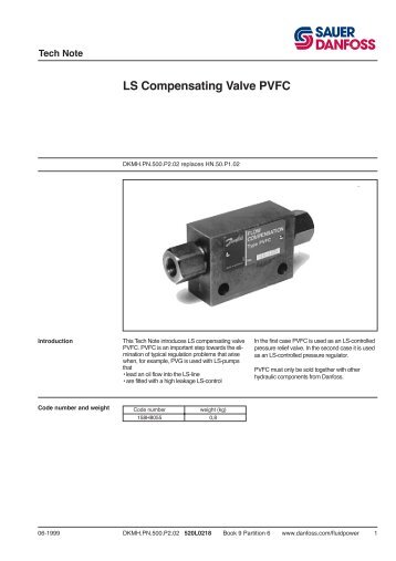 LS Compensating Valve PVFC - Sauer-Danfoss