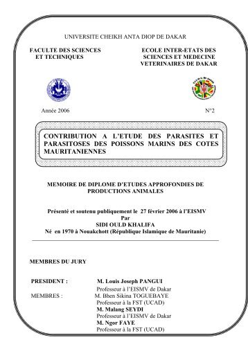 Contribution Ã  l'Ã©tude des parasites et parasitoses des ... - BEEP