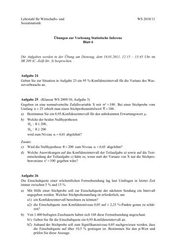 Lehrstuhl fÃƒÂ¼r Wirtschafts- und WS 2010/11 Sozialstatistik ÃƒÂœbungen ...