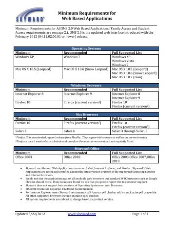 Minimum Requirements for Web Based Applications - McAllen ISD