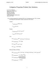 Colligative Properties Problem Set, Solutions - Widener University