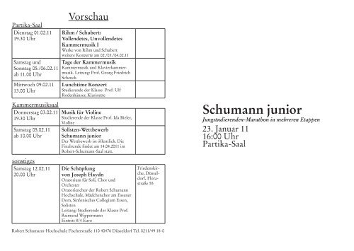 Schumann junior - Robert Schumann Hochschule Düsseldorf