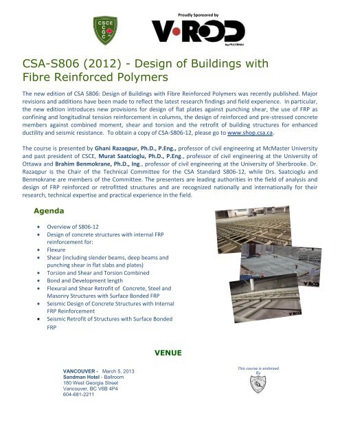 csa-s806 (2012) - design of buildings with fibre reinforced polymers