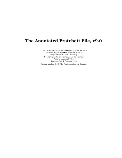 The Annotated Pratchett File, v9.0 - The L-Space Web