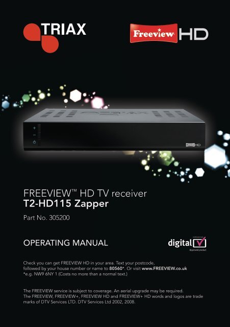 FREEVIEWÃ¢Â„Â¢ HD TV receiver T2-HD115 Zapper - triaxdirect.co.uk