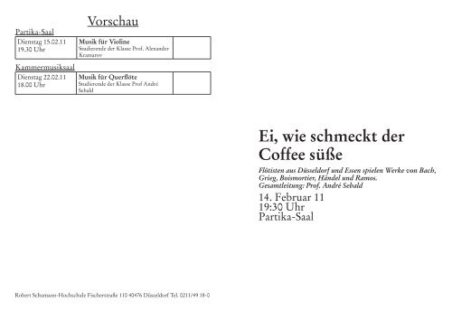Ei, wie schmeckt der Coffee süße -  Robert Schumann Hochschule ...