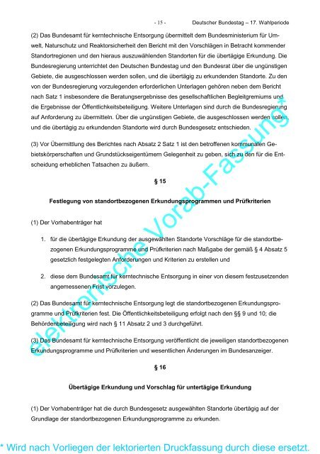 Gesetzentwurf der Fraktionen CDU/CSU, SPD, FDP und ... - BMU