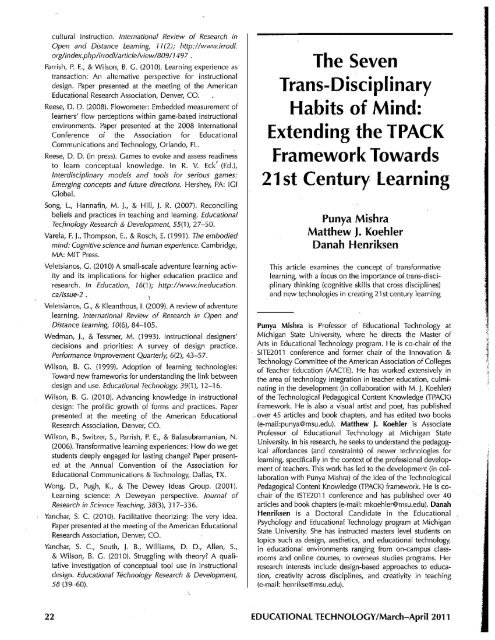 The Seven Trans-Disciplinary Habits of Mind - Punya Mishra's Web