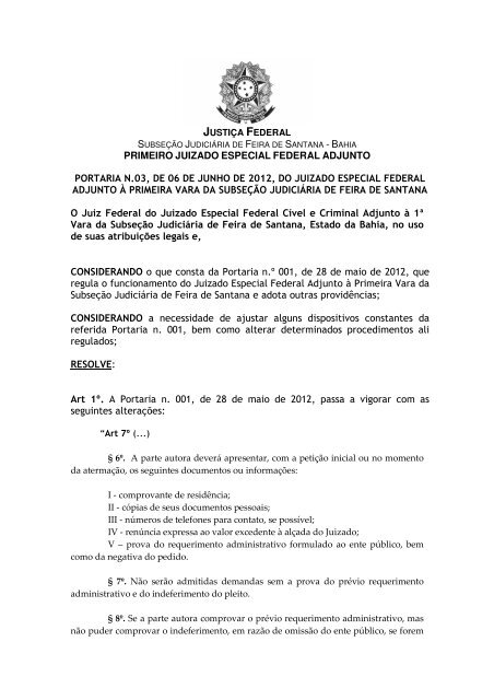 PRIMEIRO JUIZADO ESPECIAL FEDERAL ... - JustiÃ§a Federal