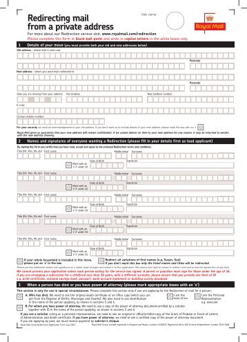 Redirecting mail from a private address - Royal Mail