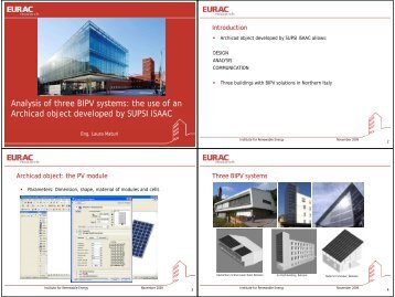 Analysis of three BIPV systems: the use of an Archicad object ... - BiSol
