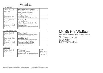 Musik für Violine - Robert Schumann Hochschule Düsseldorf
