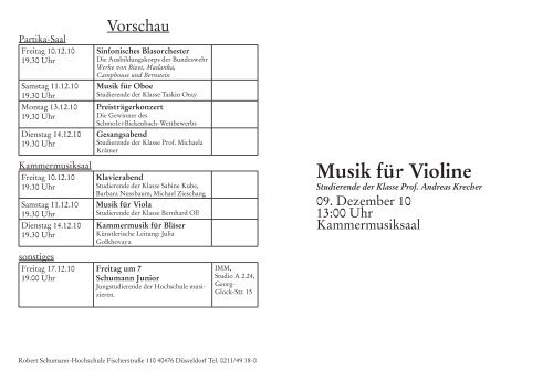 Musik für Violine - Robert Schumann Hochschule Düsseldorf