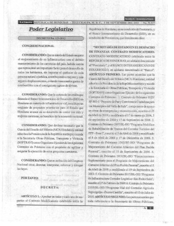 Decreto Legislativo No. 123-2012 (BID) - Cuenta del Milenio ...