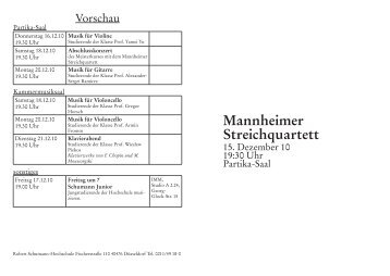 Mannheimer Streichquartett - Robert Schumann Hochschule ...