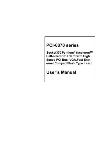 Advantech PCI-6870 User Manual - ECA Services Ltd