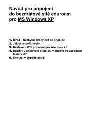 NÃ¡vod pro pÅipojenÃ­ do bezdrÃ¡tovÃ© sÃ­tÄ eduroam pro MS Windows XP