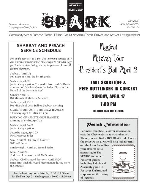 Spark April 05-4 - Congregation Ohev Shalom