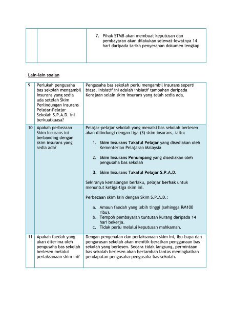 Pengenalan & Prosedur Tuntutan Skim Insurans Bas Sekolah - SPAD