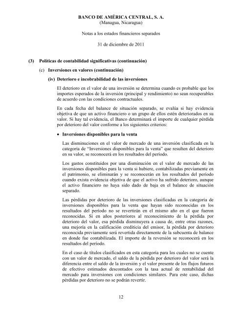 BANCO DE AMÉRICA CENTRAL, S. A. (Managua, Nicaragua ...