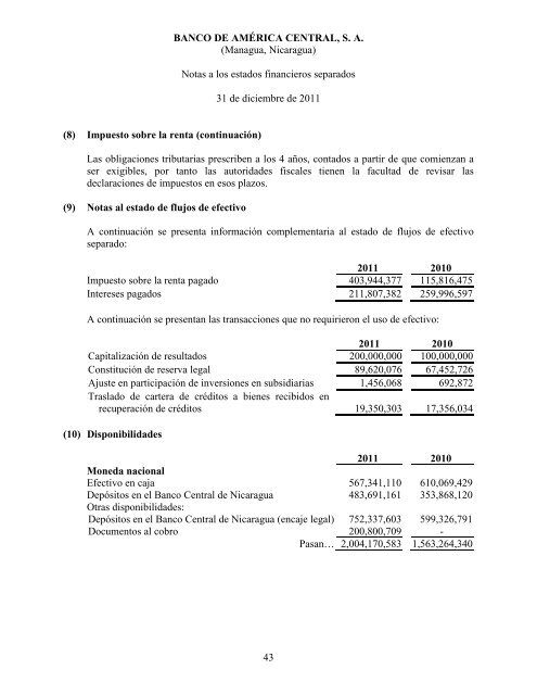 BANCO DE AMÉRICA CENTRAL, S. A. (Managua, Nicaragua ...