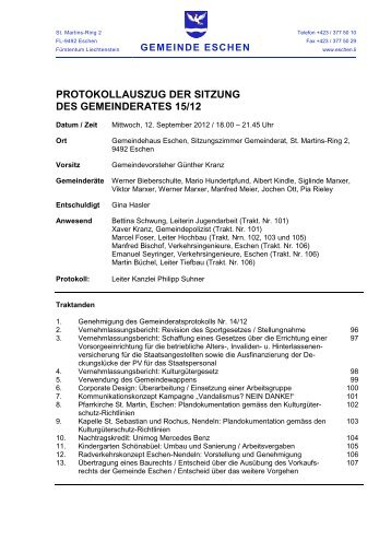 Protokoll 2012-15 - 12.09.2012 (PDF) - Gemeinde Eschen