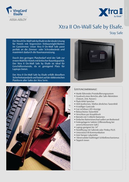 Xtra II On-Wall Safe by Elsafe. - VingCard Elsafe