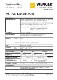 Technisches Merkblatt - A. Wenger AG