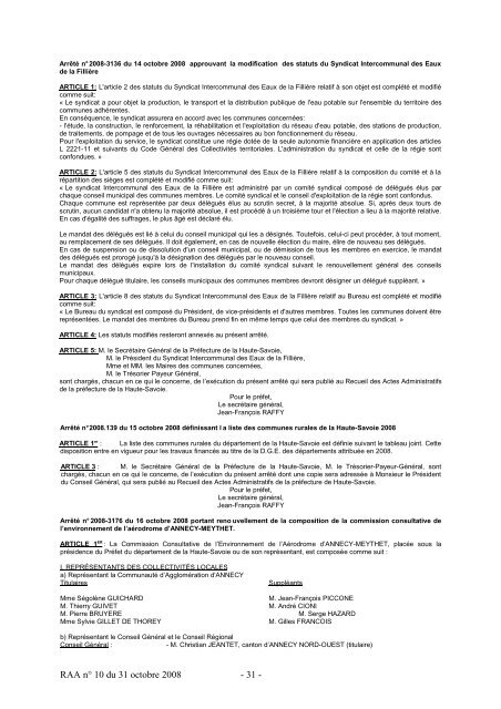RAA du 31 octobre 2008 - Les services de l'Ãtat en Haute-Savoie