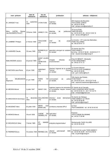 RAA du 31 octobre 2008 - Les services de l'Ãtat en Haute-Savoie