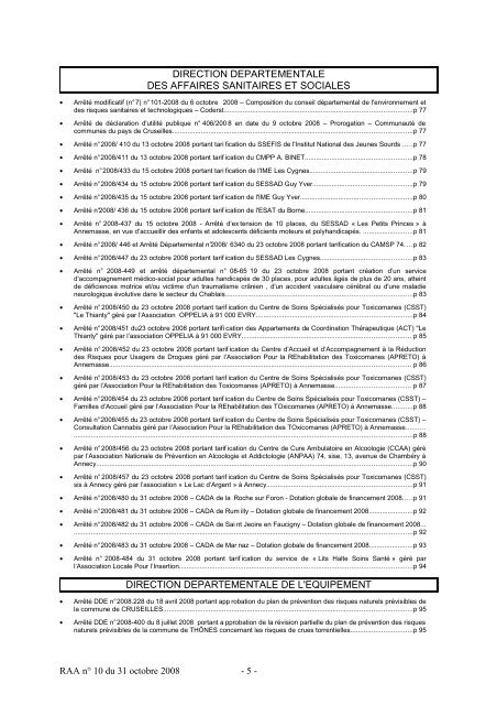 RAA du 31 octobre 2008 - Les services de l'Ãtat en Haute-Savoie