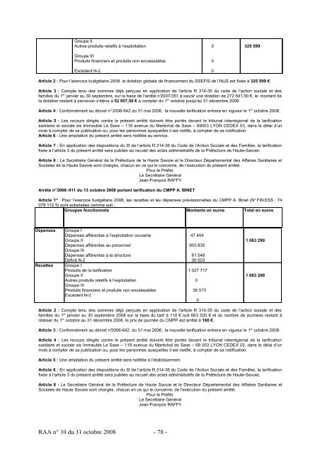 RAA du 31 octobre 2008 - Les services de l'Ãtat en Haute-Savoie