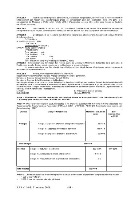 RAA du 31 octobre 2008 - Les services de l'Ãtat en Haute-Savoie