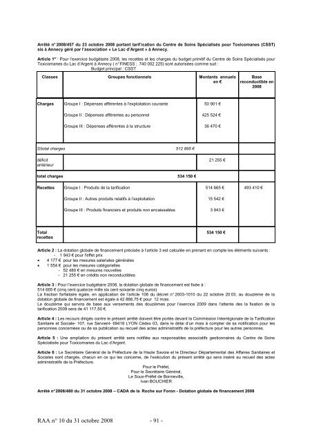 RAA du 31 octobre 2008 - Les services de l'Ãtat en Haute-Savoie