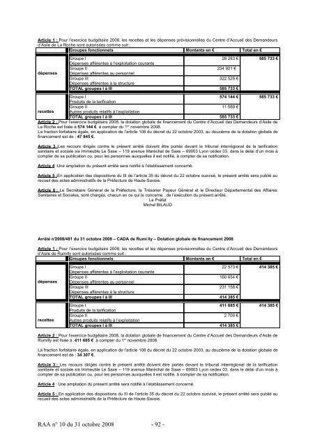 RAA du 31 octobre 2008 - Les services de l'Ãtat en Haute-Savoie