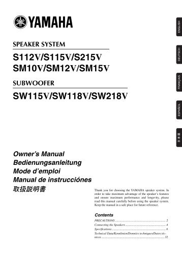 Club V Series Owner's Manual - Yamaha Commercial Audio