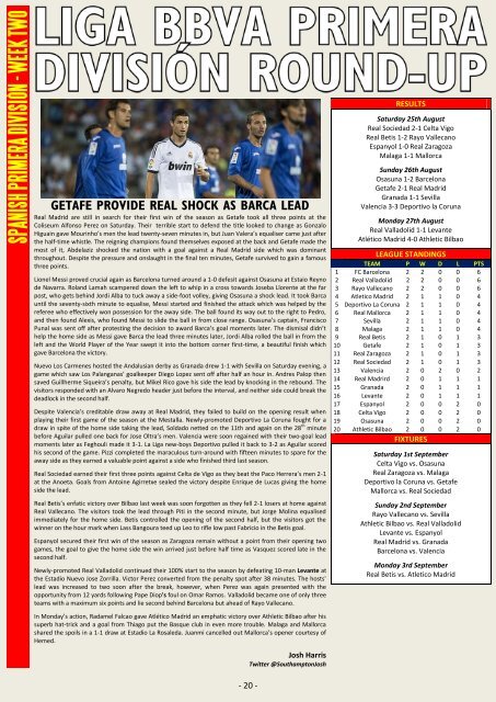 Issue Twelve – 28th August 2012 - WORLD FOOTBALL WEEKLY