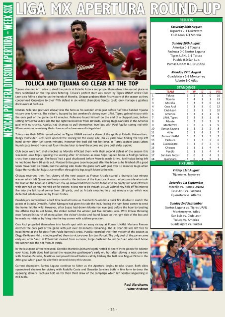 Issue Twelve – 28th August 2012 - WORLD FOOTBALL WEEKLY